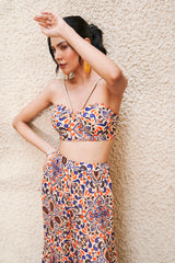 Moroccan Printed Bustier, Cape and Pants Set