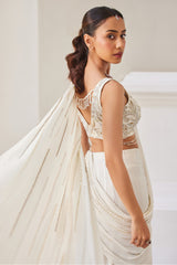 Pearl White Slit Saree