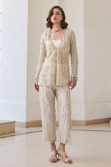 Pearl White Organza Pant-Suit Set