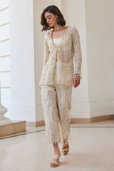 Pearl White Organza Pant-Suit Set