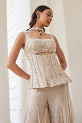 Tissue Sharara and Corset Set