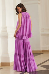 Bubblegum Pink Halterneck Top Sharara Set
