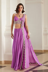 Bubblegum Pink Corset Slit Saree