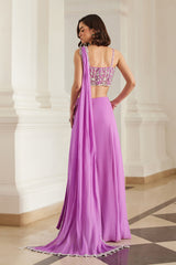 Bubblegum Pink Corset Slit Saree