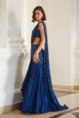 Teal Blue Saree With Bustier