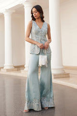 Powder Blue Peplum and Pants Set