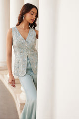 Powder Blue Peplum and Pants Set