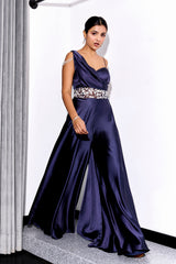 Midnight Blue Drape Jumpsuit
