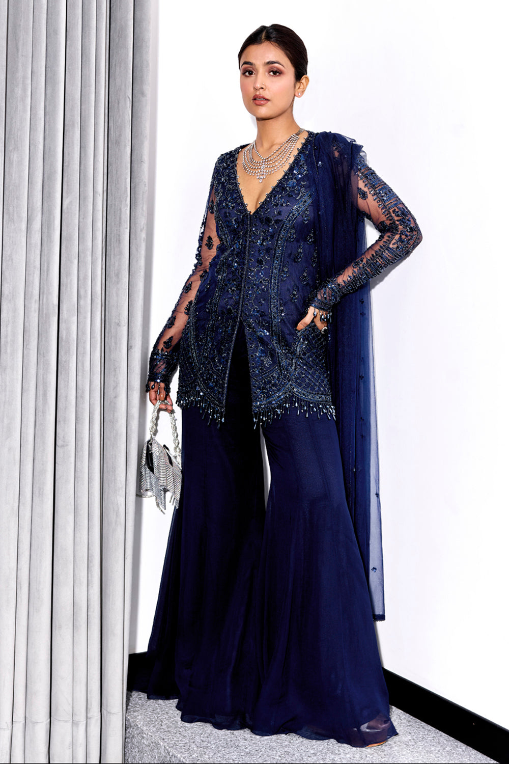 Majestic Midnight Hues Bandhgala Kurta Set Sophistication in Every Stitch main image 1