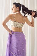 Lavender Pre-Stitched Saree With Blouse