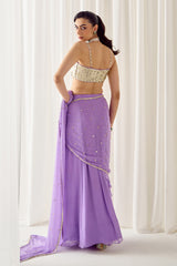 Lavender Pre-Stitched Saree With Blouse