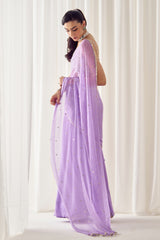 Lavender Pre-Stitched Saree With Blouse