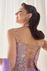 Lavender Pre Stitched Saree With Corset