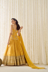 Mustard Peplum and Lehenga Set