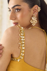Mustard Peplum and Lehenga Set