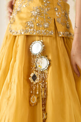 Mustard Peplum and Lehenga Set