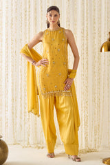 Mustard Kurta With Farsi Salwar Set