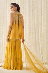 Mustard A-Line Kurta Sharara Set