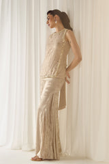Biege Mukaish-Work Co-ord Set