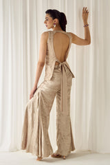 Biege Mukaish-Work Co-ord Set