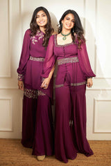 Plum Peplum and Sharara Set