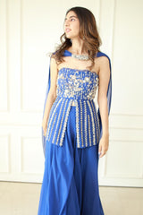 Meher in Ink Blue Peplum Set