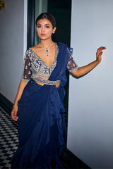 Midnight Blue Ruffle Saree