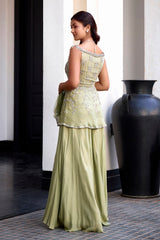 Sage Green Off Shoulder Peplum Set