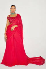 HOT PINK TONAL SAREE
