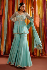 MINT GREEN GATHERS PEPLUM SET