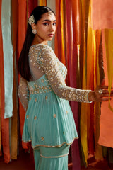 MINT GREEN GATHERS PEPLUM SET