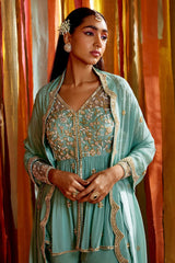 MINT GREEN GATHERS PEPLUM SET