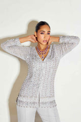 GREY TONAL KURTA AND FLARED PANTS SET