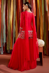 HOT PINK SHORT JACKET AND SHARARA SET
