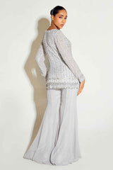GREY TONAL KURTA AND FLARED PANTS SET