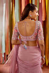 MAUVE RUFFLE SAREE