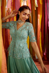 MINT GREEN PEPLUM AND SKIRT SET