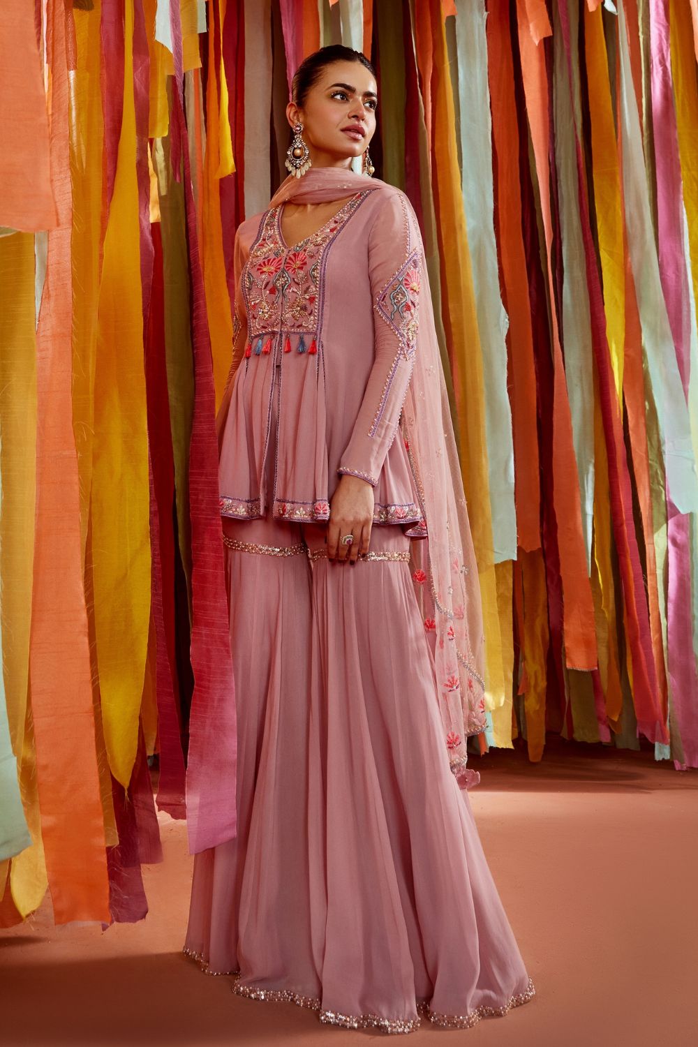 Gulabi Sitara Sharara Set main image 0