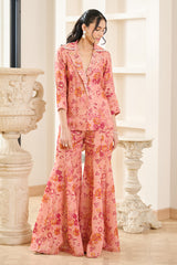 Pink Floral Print Wrap-Tie Co-ord Set