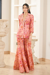 Pink Floral Print Wrap-Tie Co-ord Set