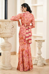 Pink Floral Print Wrap-Tie Co-ord Set
