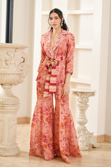 Pink Floral Print Wrap-Tie Co-ord Set