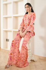 Pink Floral Print Co-ord Kurta Set