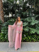 KRYSTAL IN MAUVE PEPLUM AND SHARARA SET