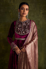 Mulberry Velvet Anarkali
