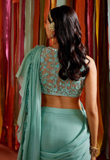 MINT GREEN RUFFLE SAREE