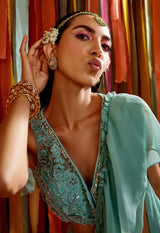 MINT GREEN RUFFLE SAREE