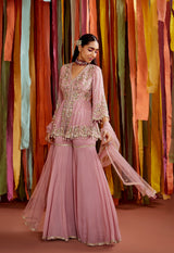 KRYSTAL IN MAUVE PEPLUM AND SHARARA SET