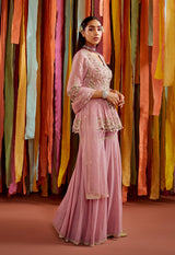 KRYSTAL IN MAUVE PEPLUM AND SHARARA SET