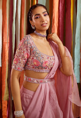 MAUVE RUFFLE SAREE
